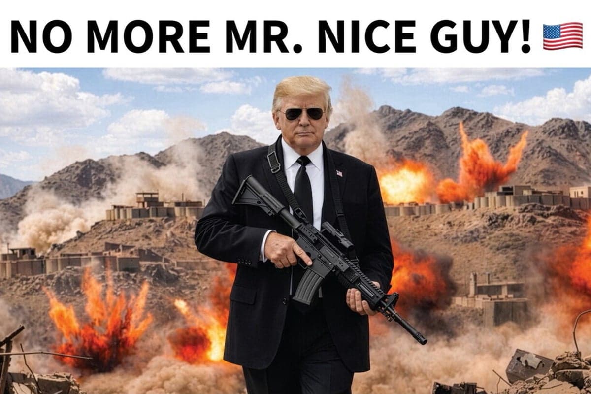 Trump Posts Mocked-Up Image With Assault Rifle in New Threat to Iran