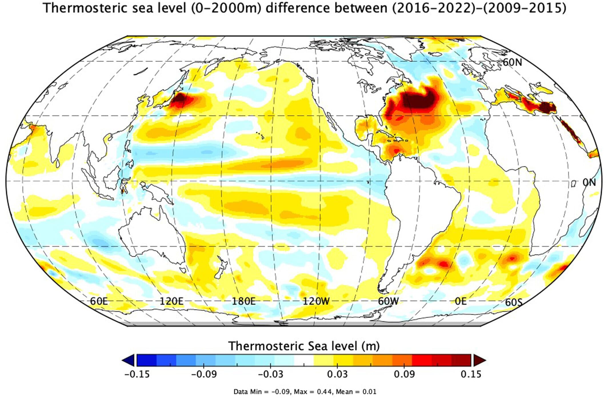 An anomaly in global sea level rise is explained by deep ocean heating