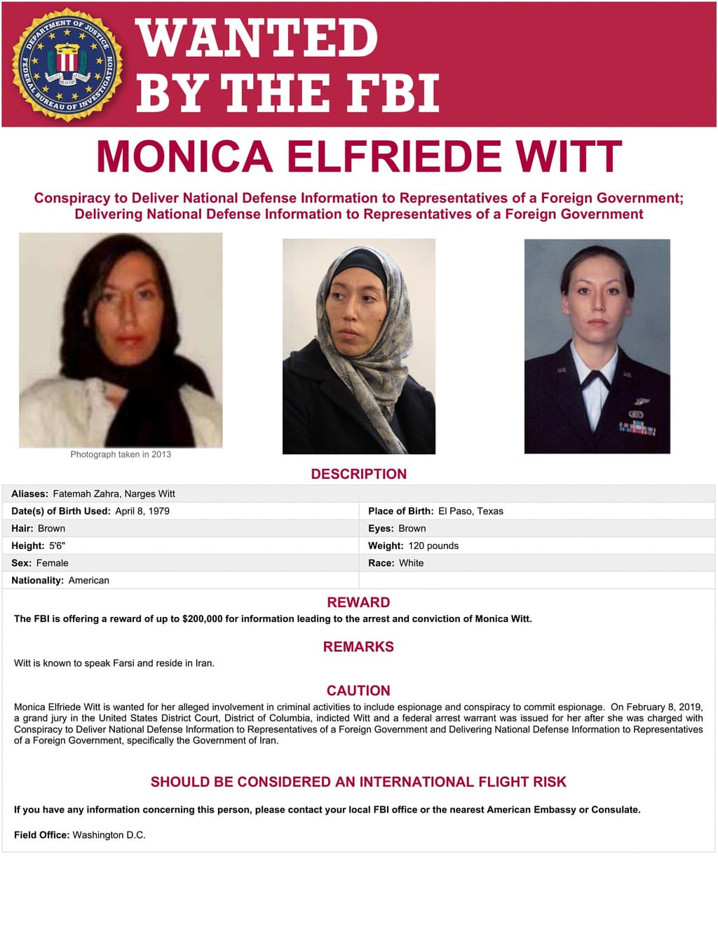 FBI Offers $200K Reward for Ex-Air Force Specialist Wanted in Iran