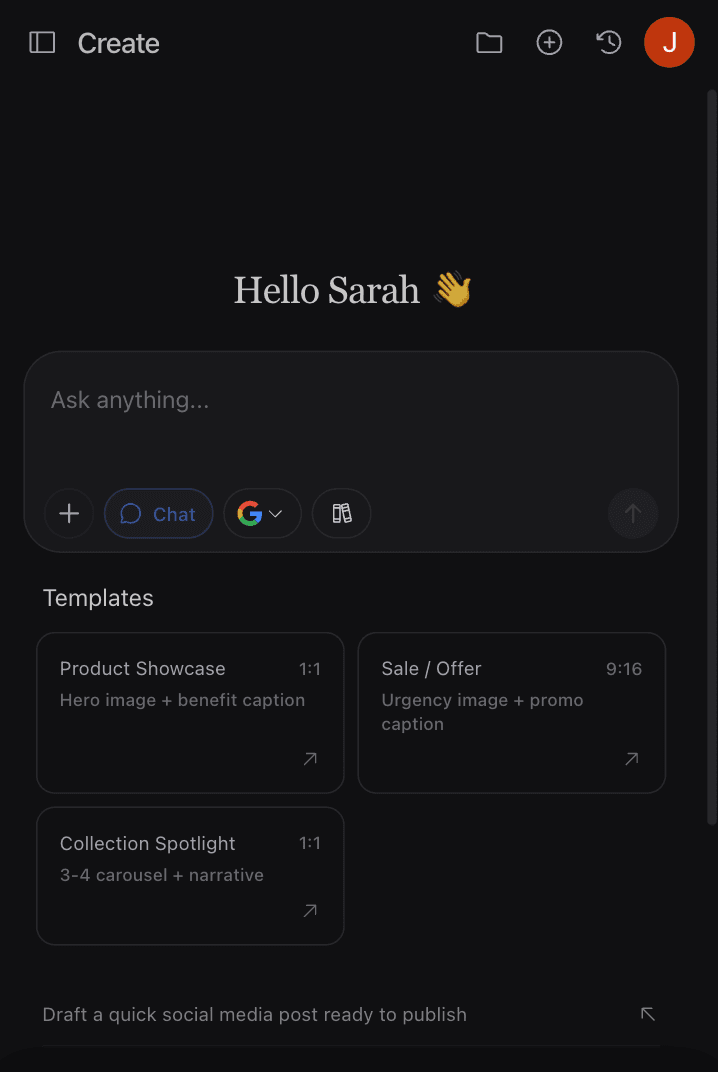 Mora AI chat creating social media content